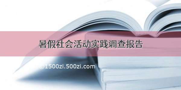 暑假社会活动实践调查报告