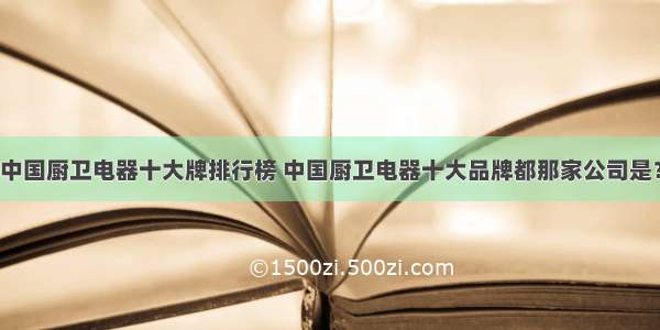 中国厨卫电器十大牌排行榜 中国厨卫电器十大品牌都那家公司是？