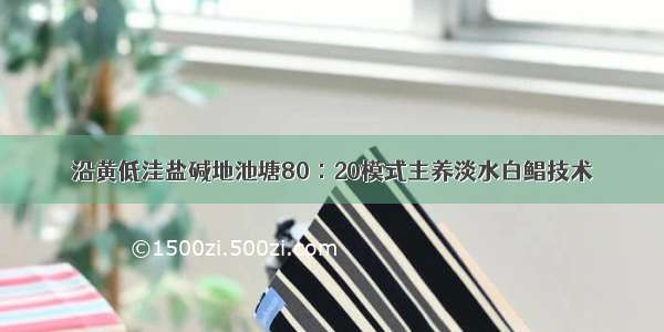 沿黄低洼盐碱地池塘80∶20模式主养淡水白鲳技术