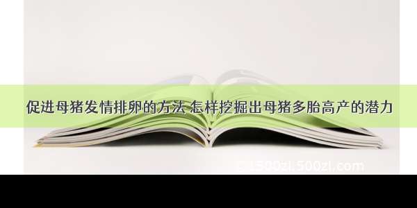 促进母猪发情排卵的方法 怎样挖掘出母猪多胎高产的潜力