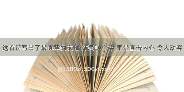 这首诗写出了最真挚的友情 结尾10个字 更是直击内心 令人动容