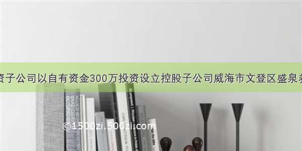 盛泉养老全资子公司以自有资金300万投资设立控股子公司威海市文登区盛泉养老服务有限