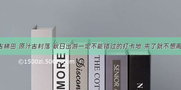 震撼古梯田 原汁古村落 秋日出游一定不能错过的打卡地 来了就不想离开......