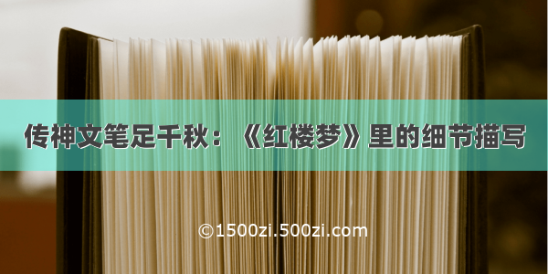 传神文笔足千秋：《红楼梦》里的细节描写