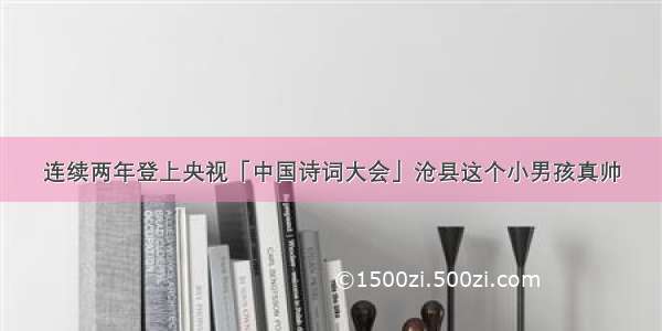 连续两年登上央视「中国诗词大会」沧县这个小男孩真帅