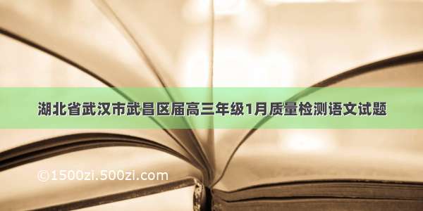 湖北省武汉市武昌区届高三年级1月质量检测语文试题