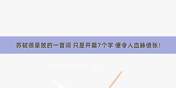 苏轼很豪放的一首词 只是开篇7个字 便令人血脉偾张！