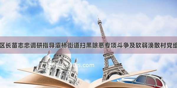 西安灞桥区区长苗志忠调研指导灞桥街道扫黑除恶专项斗争及软弱涣散村党组织整顿工作