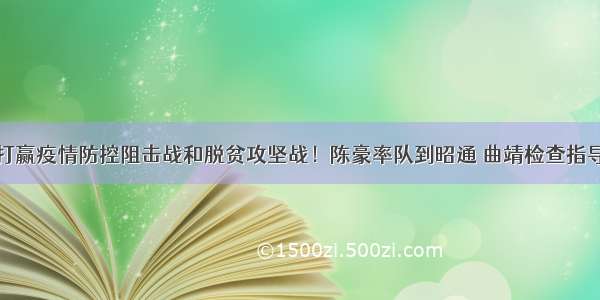 坚决打赢疫情防控阻击战和脱贫攻坚战！陈豪率队到昭通 曲靖检查指导工作