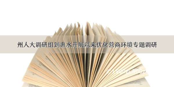 州人大调研组到惠水开展以来优化营商环境专题调研