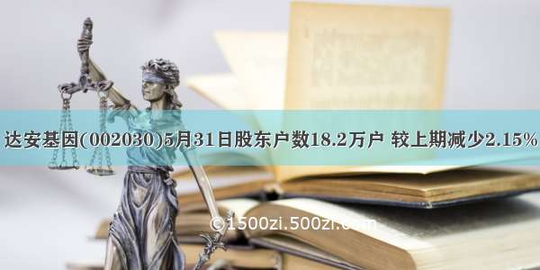 达安基因(002030)5月31日股东户数18.2万户 较上期减少2.15%