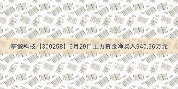 精锻科技（300258）6月29日主力资金净买入940.36万元