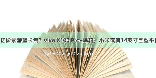 2亿像素潜望长焦？vivo X100 Pro+爆料；小米或有14英寸巨型平板