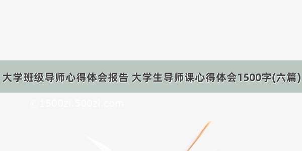 大学班级导师心得体会报告 大学生导师课心得体会1500字(六篇)