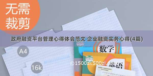 政府融资平台管理心得体会范文 企业融资实务心得(4篇)