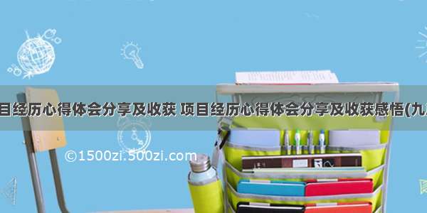 项目经历心得体会分享及收获 项目经历心得体会分享及收获感悟(九篇)