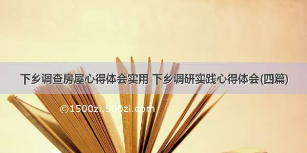 下乡调查房屋心得体会实用 下乡调研实践心得体会(四篇)