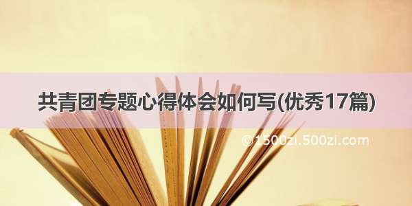 共青团专题心得体会如何写(优秀17篇)