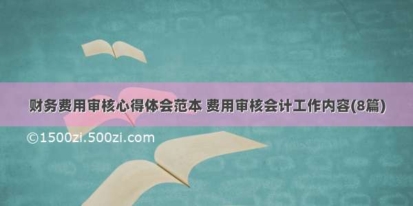 财务费用审核心得体会范本 费用审核会计工作内容(8篇)