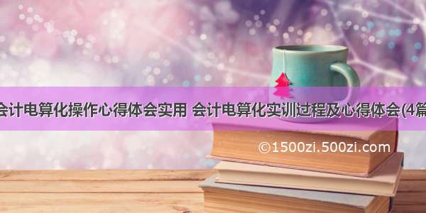 会计电算化操作心得体会实用 会计电算化实训过程及心得体会(4篇)