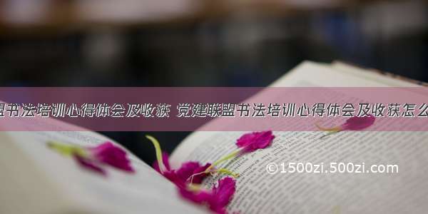 党建联盟书法培训心得体会及收获 党建联盟书法培训心得体会及收获怎么写(3篇)