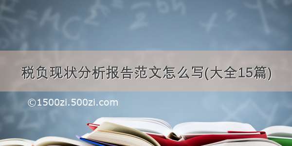 税负现状分析报告范文怎么写(大全15篇)