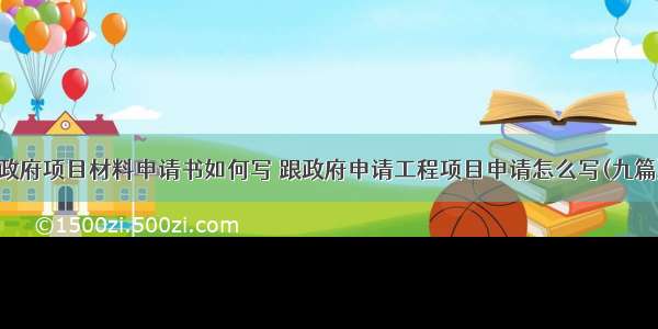 政府项目材料申请书如何写 跟政府申请工程项目申请怎么写(九篇)