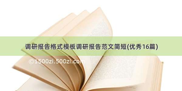 调研报告格式模板调研报告范文简短(优秀16篇)