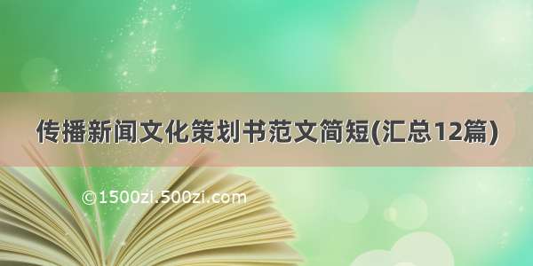 传播新闻文化策划书范文简短(汇总12篇)