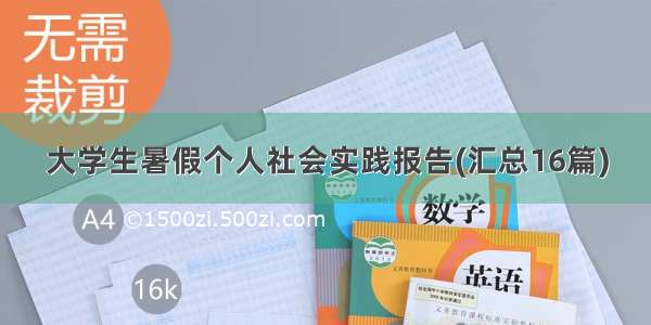 大学生暑假个人社会实践报告(汇总16篇)