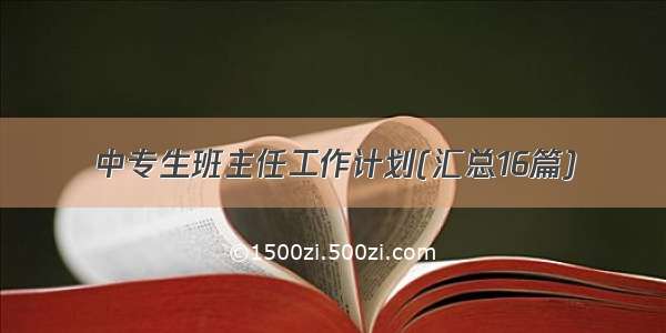 中专生班主任工作计划(汇总16篇)