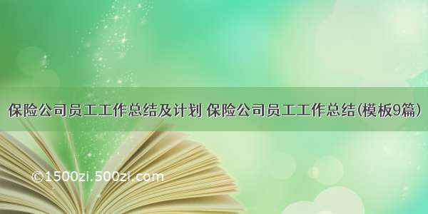 保险公司员工工作总结及计划 保险公司员工工作总结(模板9篇)