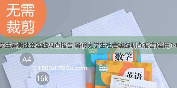 大学生暑假社会实践调查报告 暑假大学生社会实践调查报告(实用14篇)