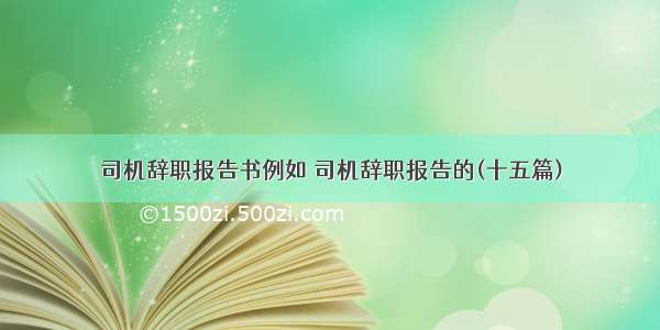 司机辞职报告书例如 司机辞职报告的(十五篇)