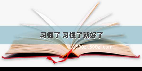 习惯了 习惯了就好了