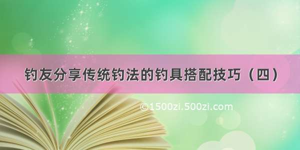 钓友分享传统钓法的钓具搭配技巧（四）