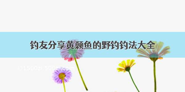 钓友分享黄颡鱼的野钓钓法大全