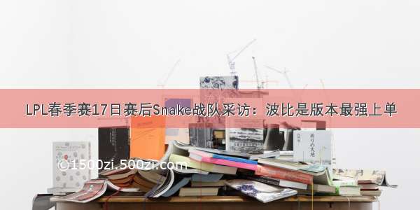 LPL春季赛17日赛后Snake战队采访：波比是版本最强上单