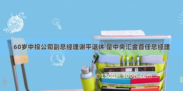 60岁中投公司副总经理谢平退休 是中央汇金首任总经理