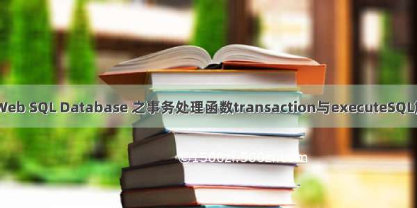 html5 Web SQL Database 之事务处理函数transaction与executeSQL解析技巧