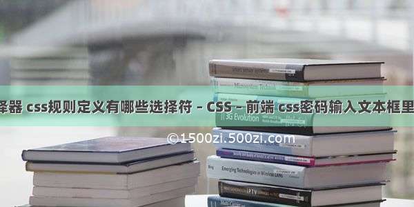 css基础之选择器 css规则定义有哪些选择符 – CSS – 前端 css密码输入文本框里面字符不掩码