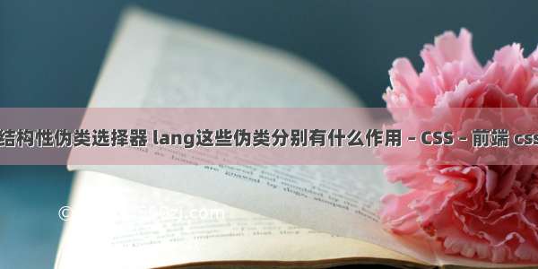 css3中的结构性伪类选择器 lang这些伪类分别有什么作用 – CSS – 前端 css 定位属性