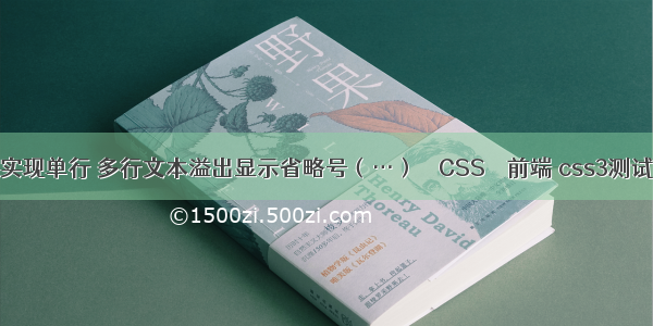 CSS实现单行 多行文本溢出显示省略号（…） – CSS – 前端 css3测试网站
