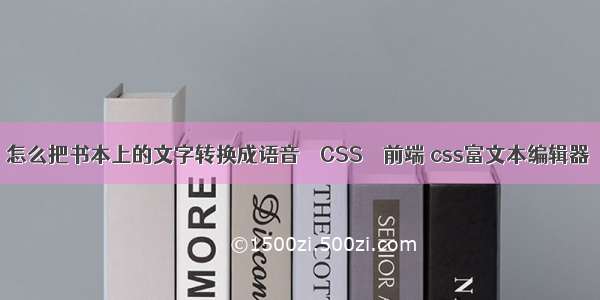 怎么把书本上的文字转换成语音 – CSS – 前端 css富文本编辑器