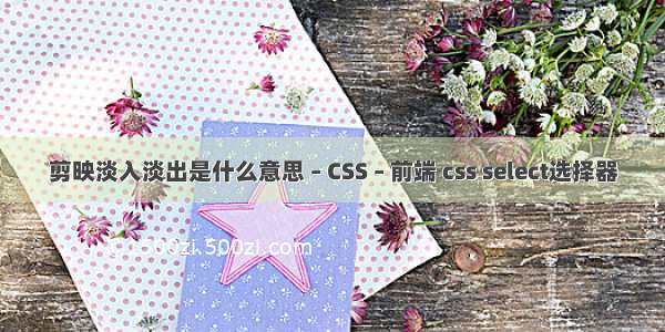 剪映淡入淡出是什么意思 – CSS – 前端 css select选择器