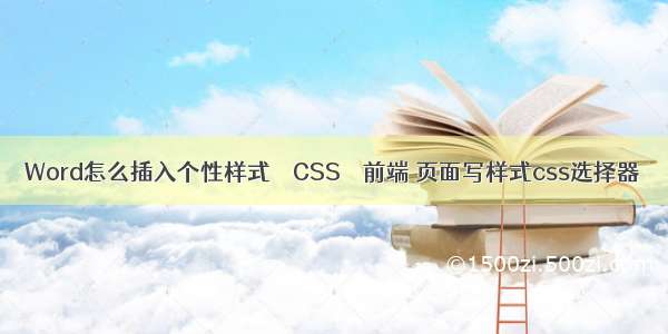 Word怎么插入个性样式 – CSS – 前端 页面写样式css选择器
