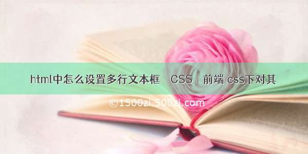 html中怎么设置多行文本框 – CSS – 前端 css下对其