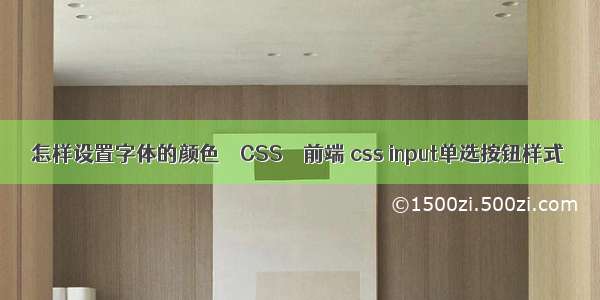 怎样设置字体的颜色 – CSS – 前端 css input单选按钮样式