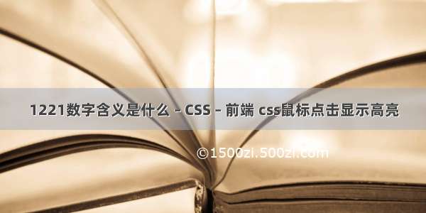 1221数字含义是什么 – CSS – 前端 css鼠标点击显示高亮