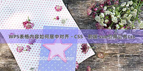 WPS表格内容如何居中对齐 – CSS – 前端 vue引用公共css